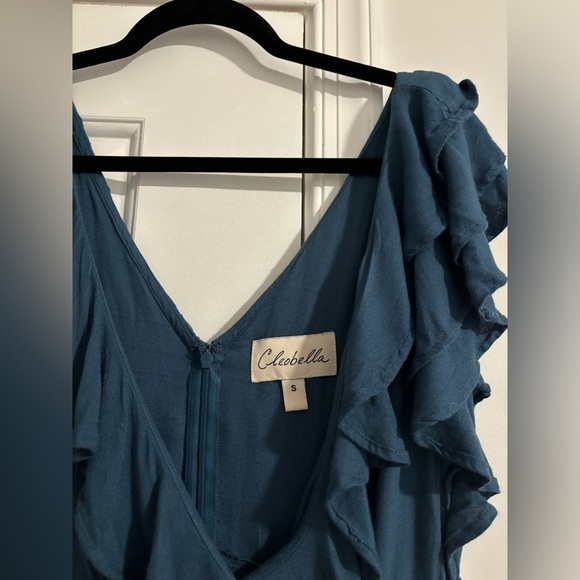 Cleobella Ruffle Shoulder Leg Slit Midi Dress - Picture 8 of 10